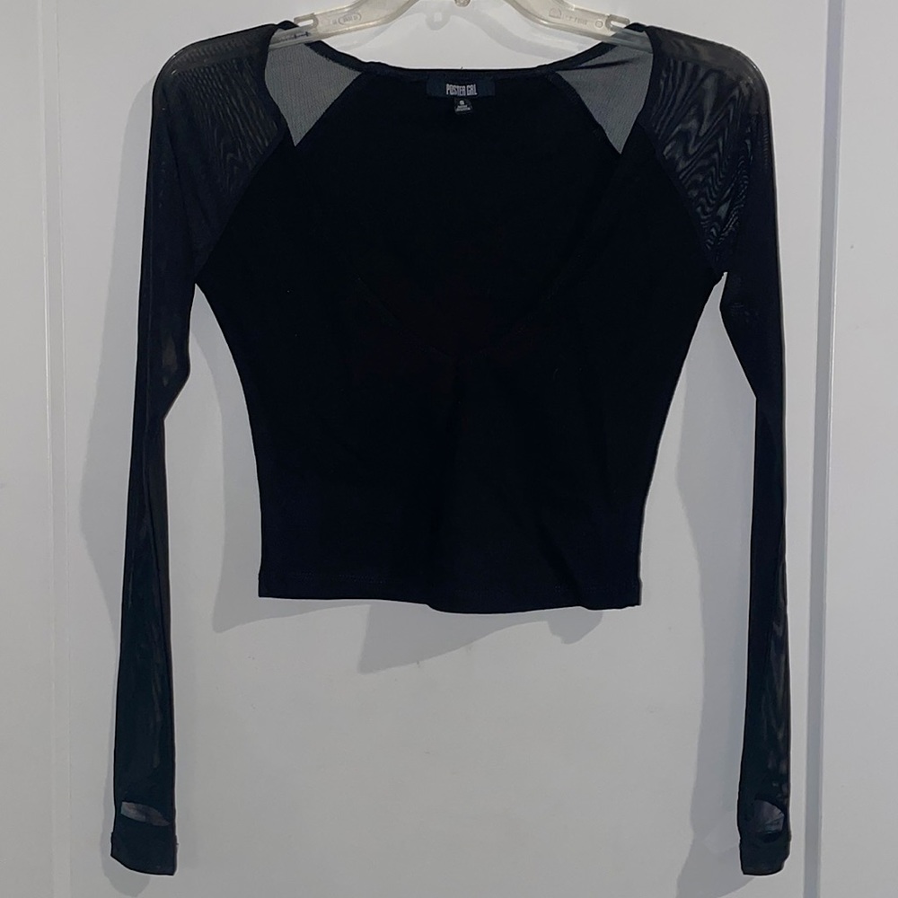 Poster Girl Mesh Long Sleeve Crop Top